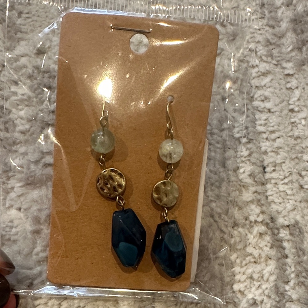 Elegant Gold and Blue Dangle Earrings